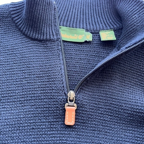 Timberland mock neck 1/4 zip sweater with Fair Isle design on sleeves - Picture 4 of 12